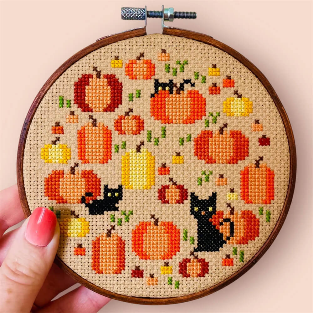 cross stitch designer pumpkin design